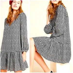Anthropologie Maeve Sterling Houndstooth Dress oversized sheath